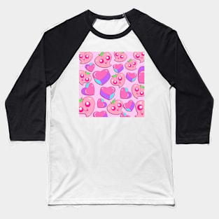 Hearts pattern in red and pink Baseball T-Shirt